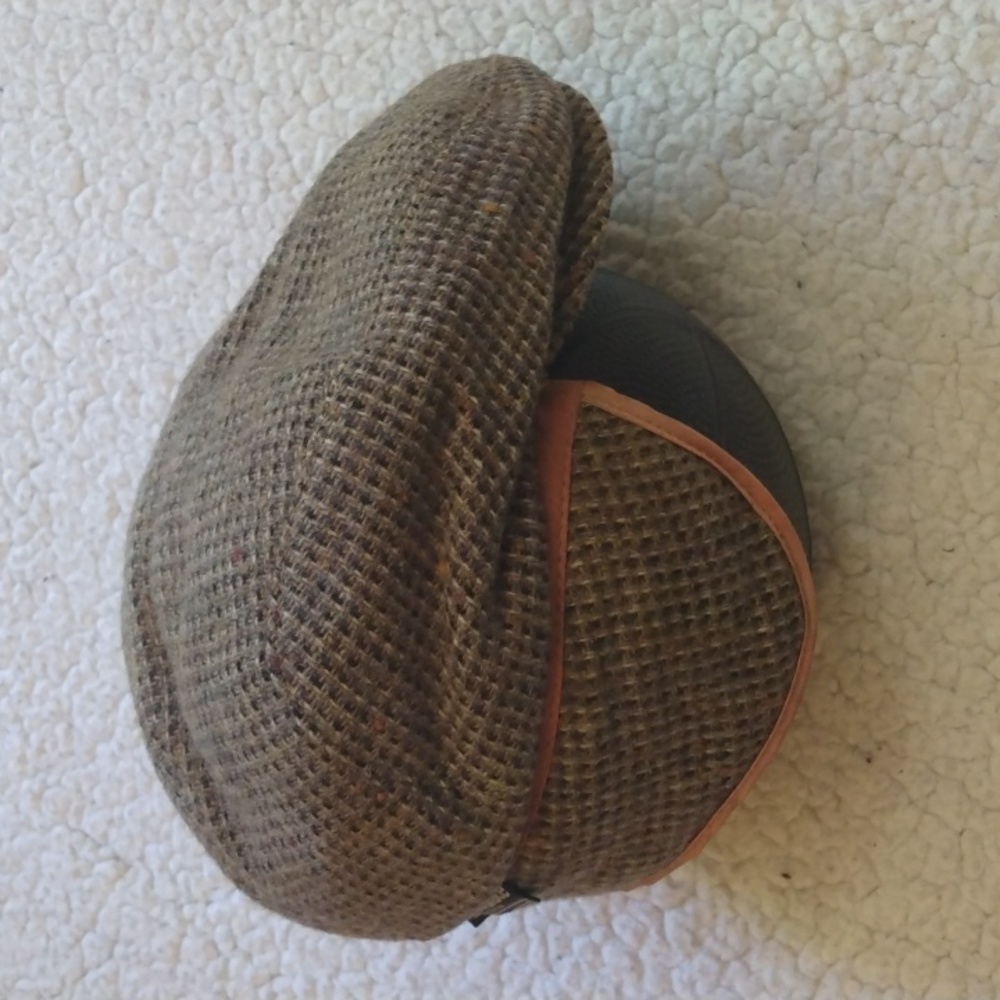 Wool & Thinsulate Brown Tweed Flat/Cabbie Cap + Ear/Neck Muff (Medium*) View 2